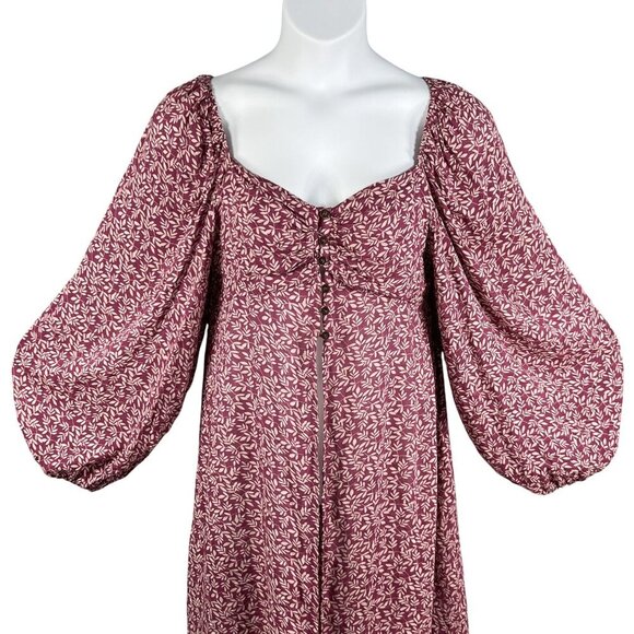 Anthropologie Bucketlist Women L Boho Maxi Top Smocked Back Bishop Sleeve Blouse - Picture 10 of 16